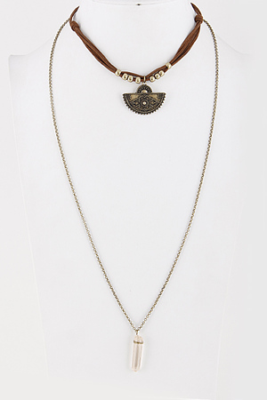 Aztec Choker Pendant Necklace with Drop Crystal Detail 5JAC10